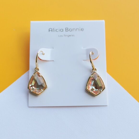 Miley Gold Dichroic Glass Earrings by Alicia Bonnie - Picture 1 of 4